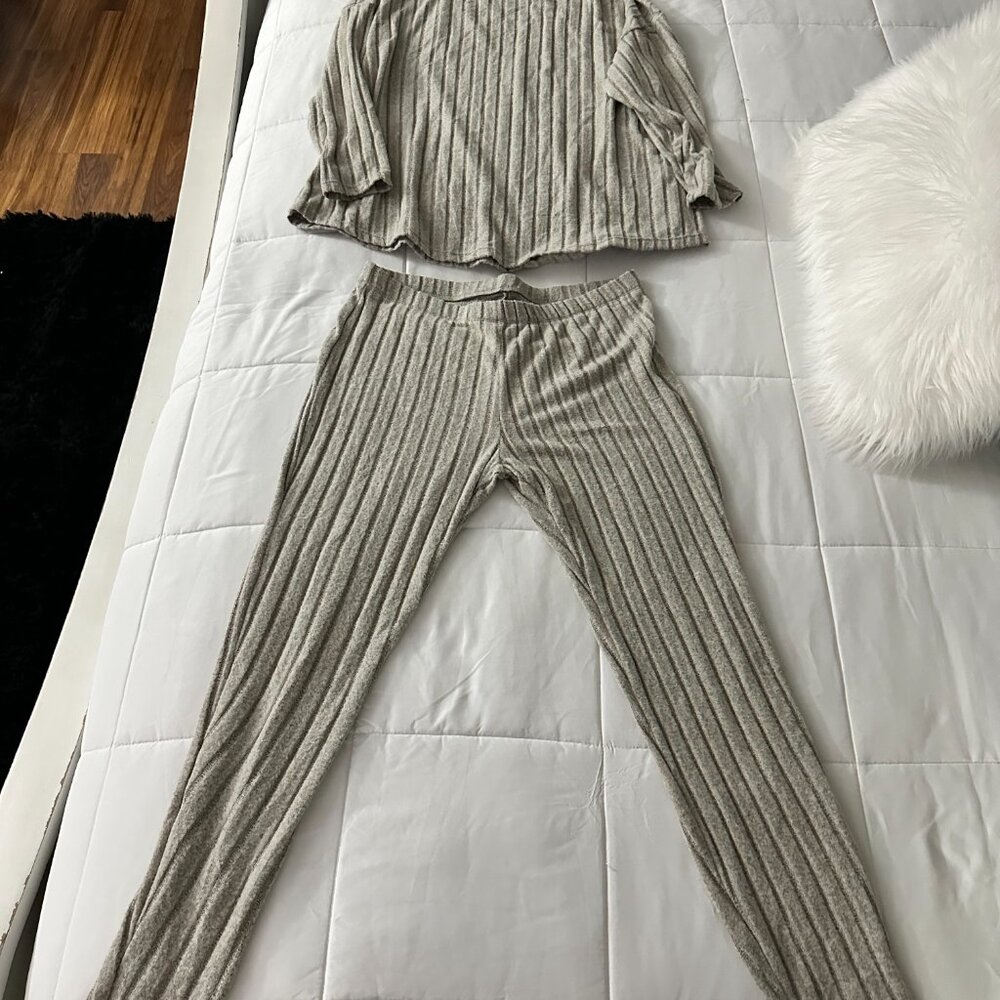 2 Piece Gray Pants and Sweater Set